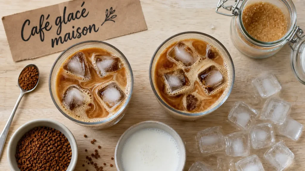 Café glacé recette maison en 5 minutes, glaçons et lait