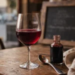 Communard boisson cassis et vin rouge 1871, verre à vin et sirop de cassis