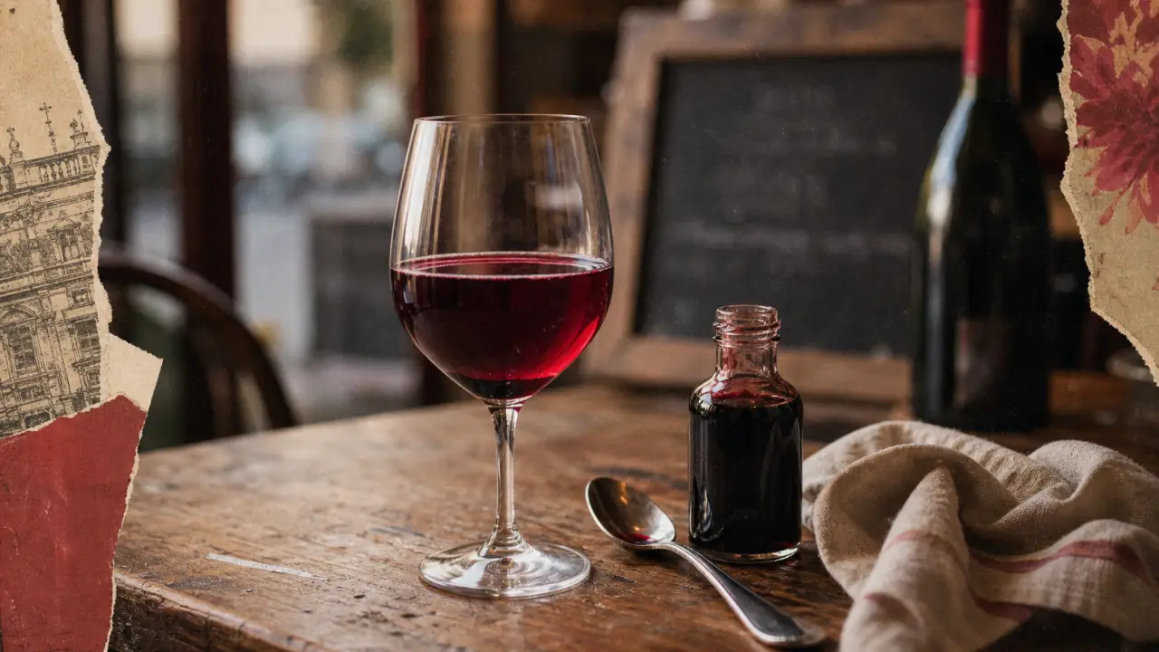 Communard boisson cassis et vin rouge 1871, verre à vin et sirop de cassis