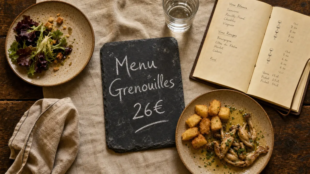 Prix menu grenouille 26 € : menu grenouilles et ardoise du restaurant