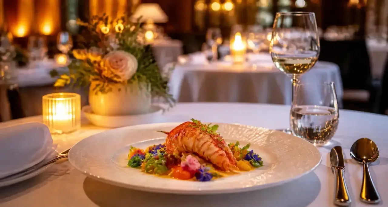 Table de restaurant gastronomique élégamment dressée