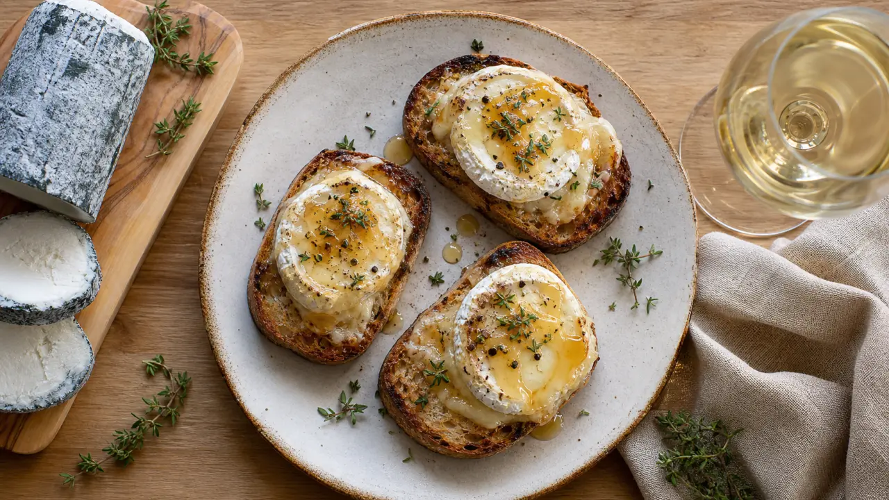 Vin avec fromage de chèvre : verre de blanc de Loire avec chèvre chaud