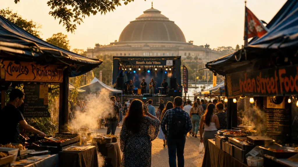 Asian street food festival 2025 : stands de street food au parc, Golden hour