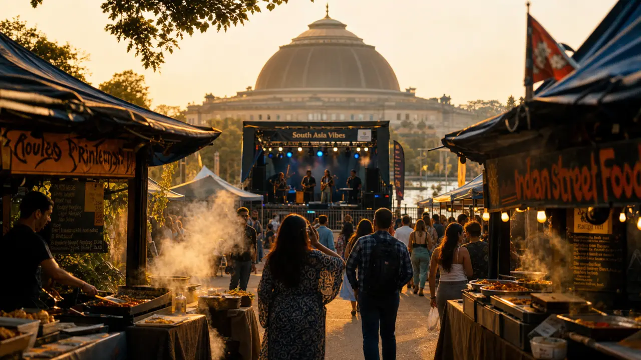 Asian street food festival 2025 : stands de street food au parc, Golden hour