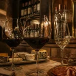 Bar à vin romantique Paris : verres de vin rouge et blanc, ambiance tamisée