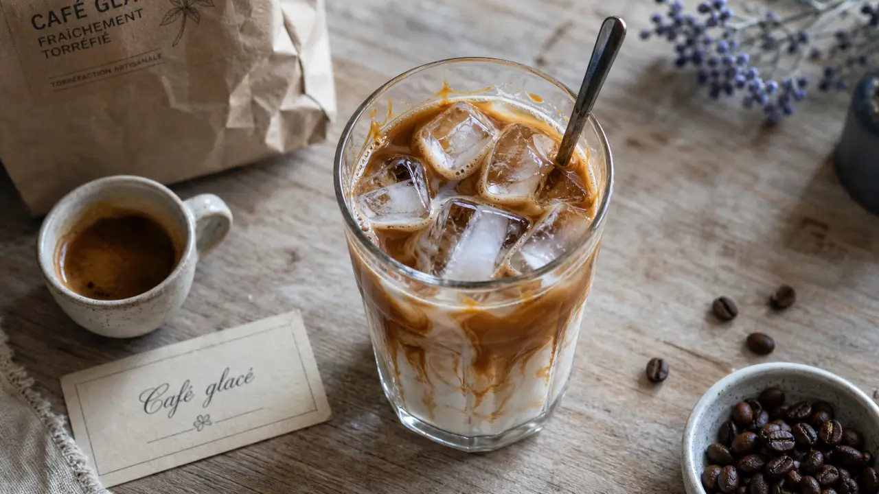 Café glacé maison avec glaçons et lait, recette rapide