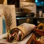 Durum street food levantine à Marseille : lavash, mezzés et kebab premium sur table