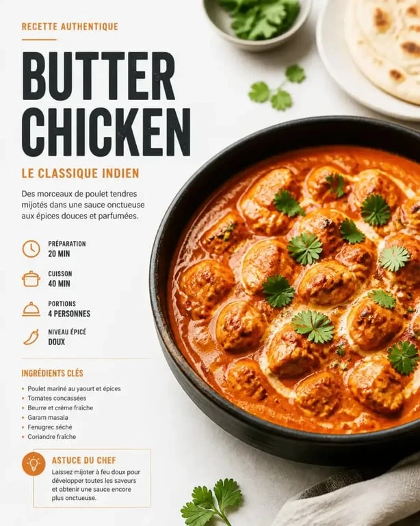 Butter chicken traditionnel chez Indie's Street Food à Athis-Mons