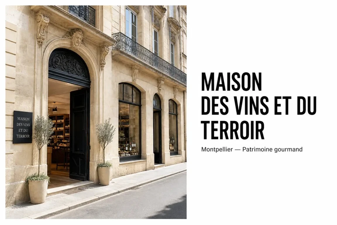 Maison régionale des vins et des produits du terroir à Montpellier, façade patrimoniale en pierre