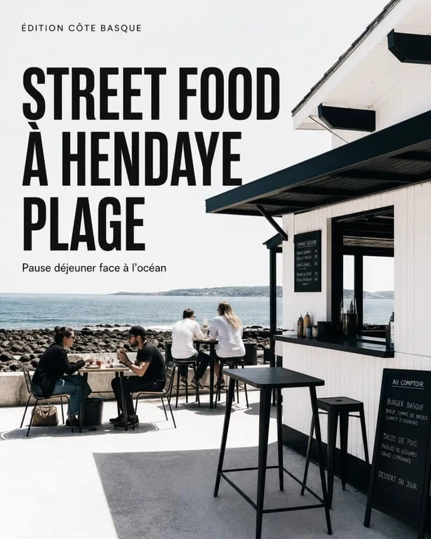 Hemen Local Street Food à Hendaye Plage, terrasse en bord de mer avec vue sur l’océan