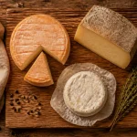 Fromage des Vosges : munster, tome et chèvre sur planche