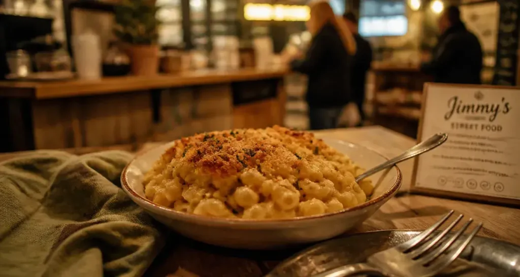 Jimmy street food : mac and cheese vegan maison, gratin doré