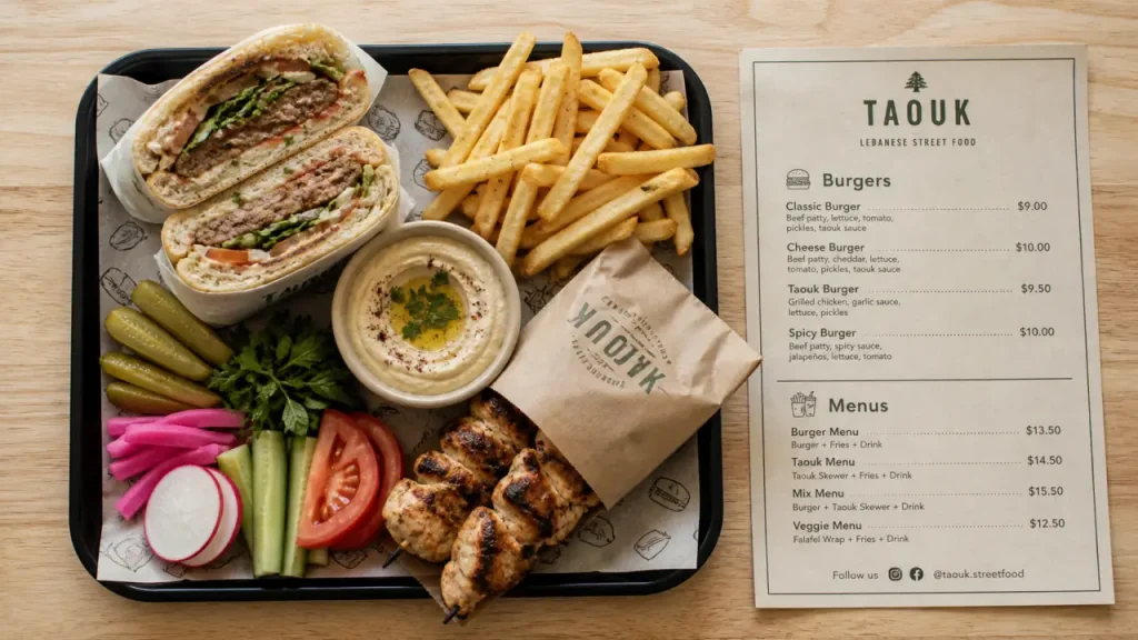 La troïka street food : burger libanais et taouk à livrer à Paris 15e