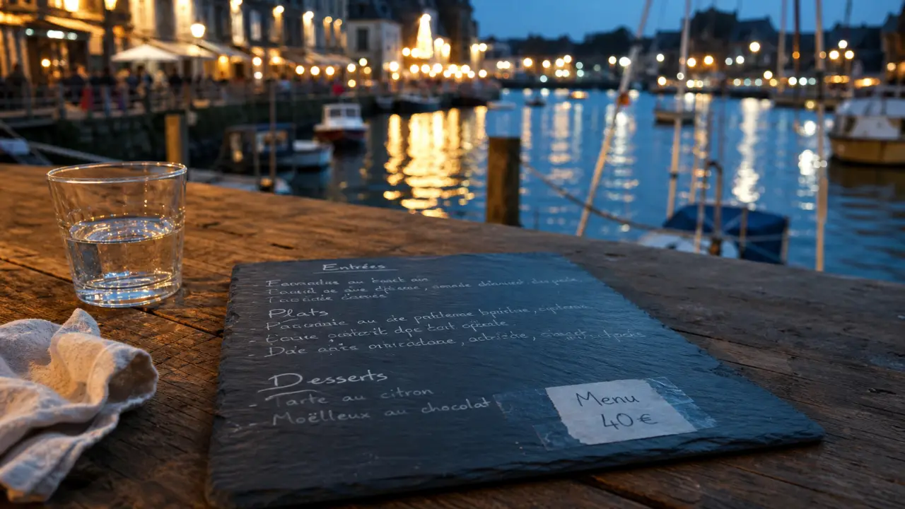 Le petit goustan menu 40 € : ardoise au port de Saint-Goustan