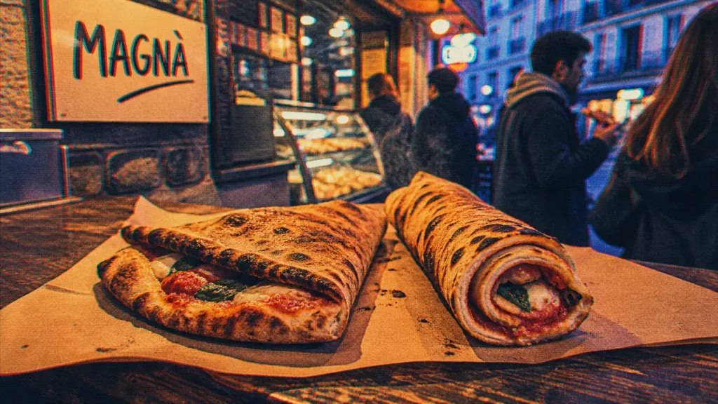 Magna street food : pizza napolitaine pliée et roulée à emporter