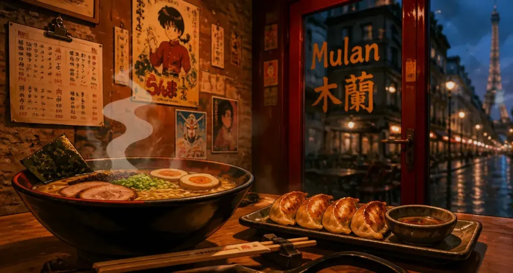 Mulan Paris street food 木蘭 : ramen fumant et dumplings croustillants