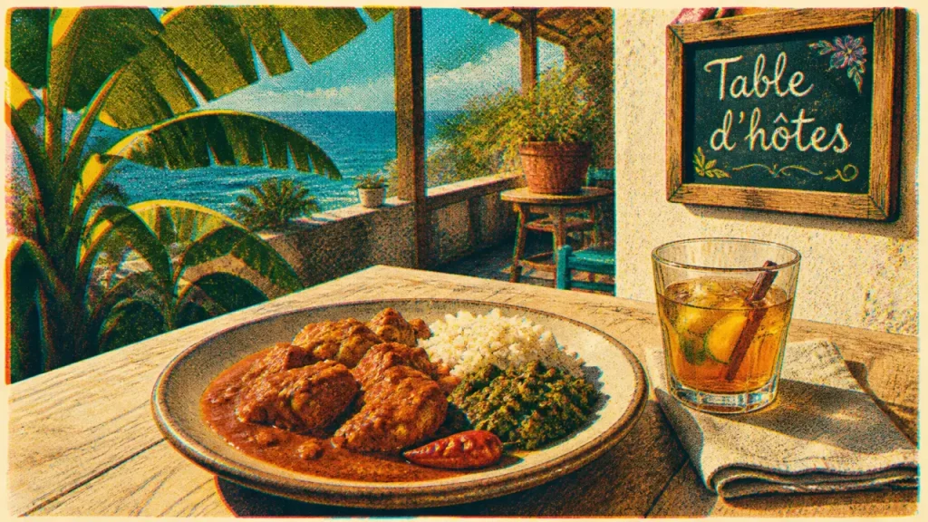 Restaurant ile de la reunion : assiette cari créole et rhum arrangé