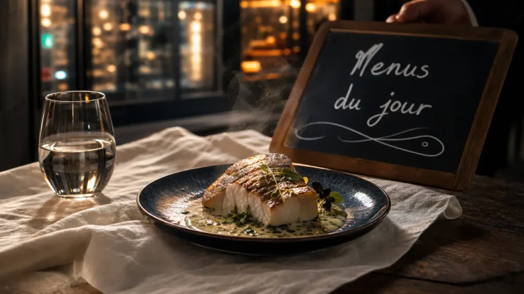Restaurant poisson Vichy : merlu fumant à l’oseille, à emporter