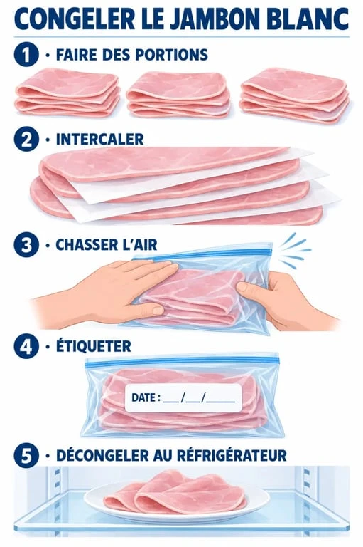 Comment congeler du jambon blanc en portions et le décongeler au réfrigérateur