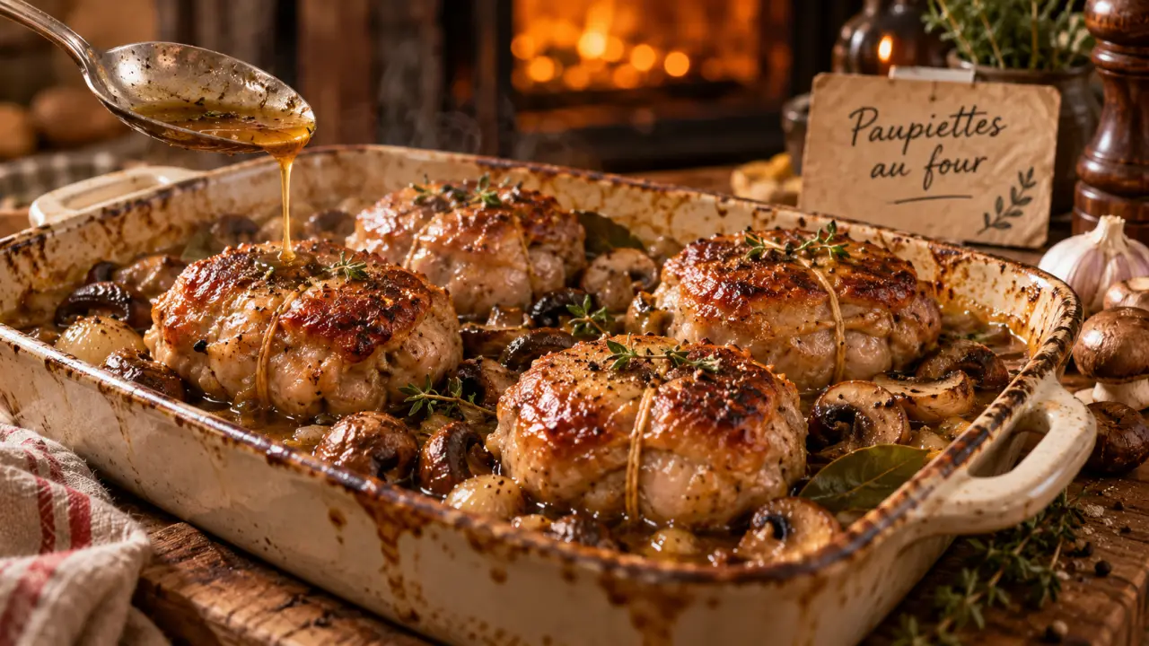 Paupiette de veau au four : temps de cuisson 30 min à 180 °C