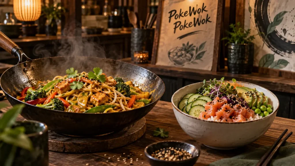 pokewok asian street food : wok fumant et poke bowl frais