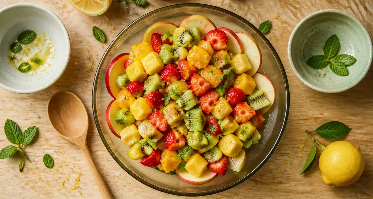 Salade au fruit recette : fruits frais croquants en bol