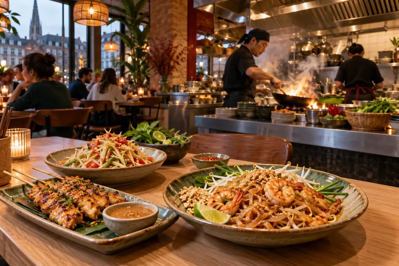 Koa Thaï street food cantine avec cuisine ouverte, wok et ambiance thaïlandaise à Strasbourg
