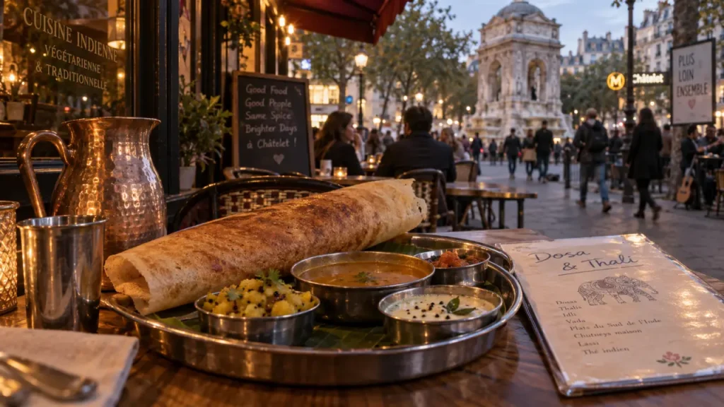 Raāsa Indian Street Food à Châtelet : thali sud-indien et dosa