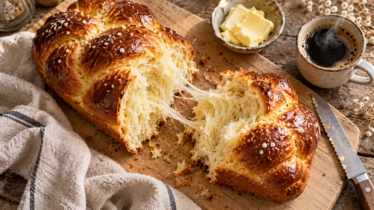 Recette brioche Hervé Cuisine : mie filante, brioche tressée dorée