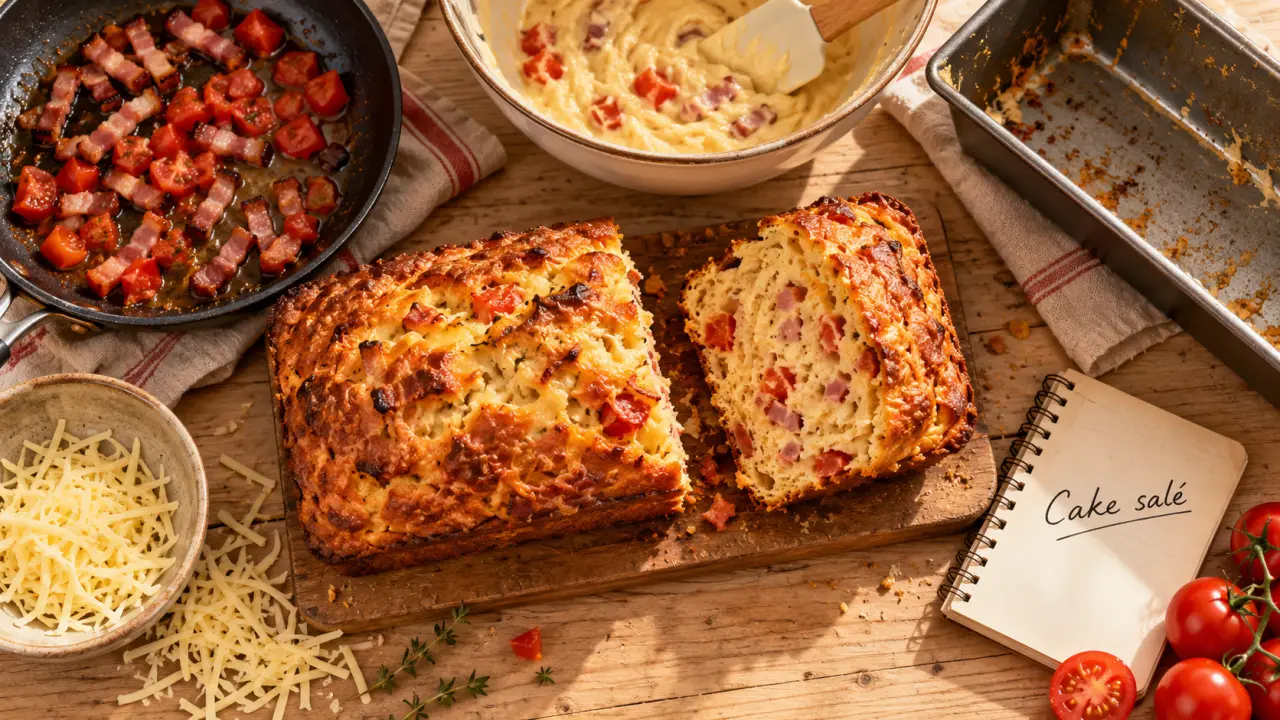 Recette sale cake salé moelleux aux lardons